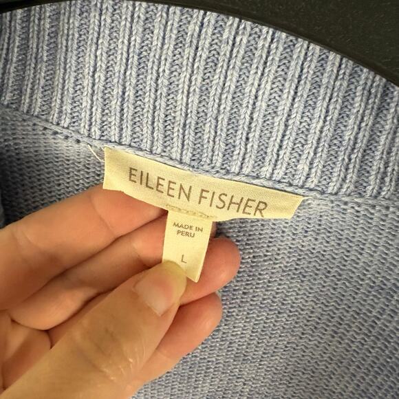 Eileen Fisher Organic Cotton Open Front Cardigan Sweater Blue Purple Large - Picture 6 of 6